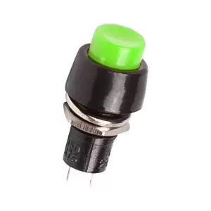 Выключатель-кнопка 250V 2А (2с) ON-OFF зеленая Micro (PBS-20А) REXANT