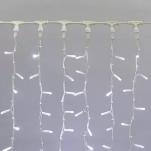 Гирлянда Светодиодный Дождь 2х3м, постоянное свечение, белый провод КАУЧУК, 230 В, диоды БЕЛЫЕ (шнур питания в комплекте)