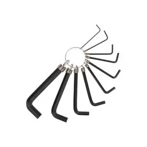Набор ключей имбусовых HEX KRANZ 1,5-10мм, CrV, 10шт., оксидированные, на кольце